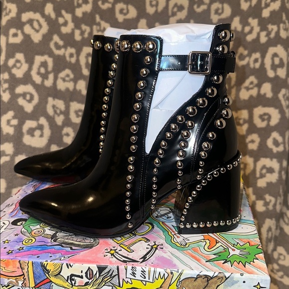 Jefffrey Campbell Raylan-ST Heeled Boots in Black & Sliver 😍 New & Never Worn 😍😍 - Picture 8 of 17